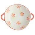 thumbnail image 1 of Qeeadeea Ceramic Bowl With Handle, Ramen Bowl Ceramic, Pho Bowls Large, Soup Bowl Microwave Safe, Udon Noodle Bowl-pink and flowers-24x20x7cm, 1100ml, 1 of 7