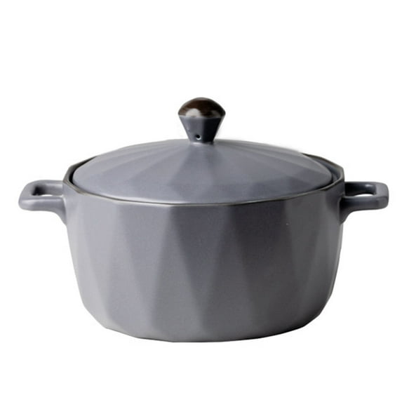 Qeeadeea Ceramic Round Casserole Dishes With Lids Oven Proof, Ceramic Cooking Pans Handle With Lid-gray- 55oz 1600ml