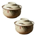 thumbnail image 1 of Qeeadeea Ceramic Soup Bowls With Lid Set Of 2, Rice Bowls Set Of 2, Small Ramen Bowls Microwave Safe-willow-750ml, 1 of 7