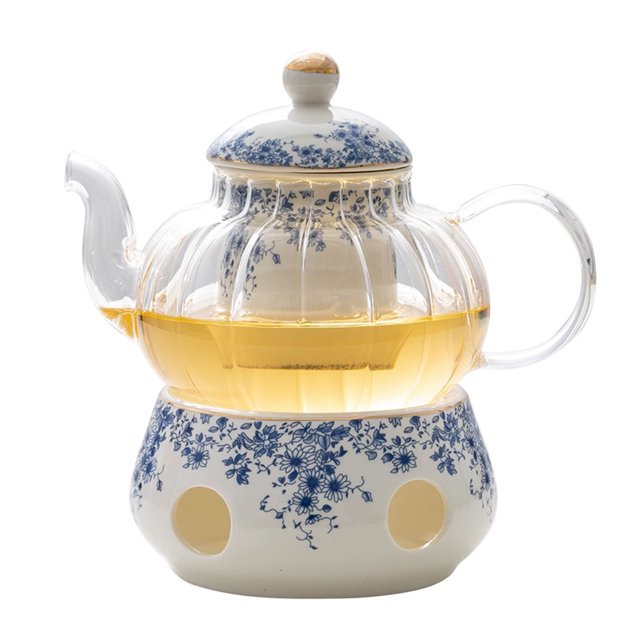 Qeeadeea Ceramic Teapot And Heater, Ceramic Teapot With Infuser, Glass