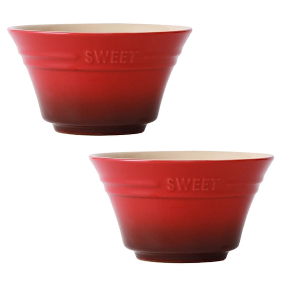Qeeadeea Colorful Cereal Bowl Set Of 2, Small Ceramic Soup Bowl, Rice Bowl For Breakfast, Poke Bowl -red-11.5x11.5x6cm, 350ml