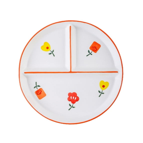 Qeeadeea Hand-painted Fruit Patterns Portion Control Plate, Divided Plates, Cute Ceramic Portion Control Plate For Weight Loss-calendula-8 inch
