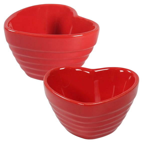 Qeeadeea Heart Shaped Ramekins 4 Oz Oven Safe, Creme Brulee Ramekins, Souffle Cups, Souffle Dishes For Oven-red-Set of 2