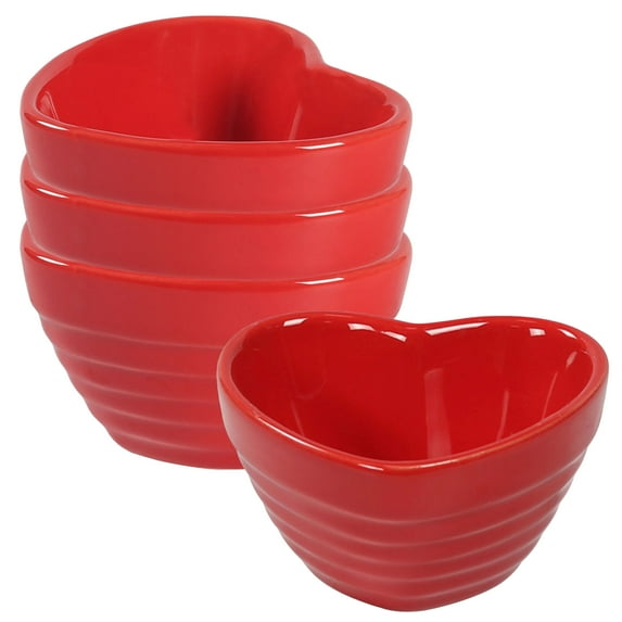 Qeeadeea Heart Shaped Ramekins 4 Oz Oven Safe, Creme Brulee Ramekins, Souffle Cups, Souffle Dishes For Oven-red-Set of 4