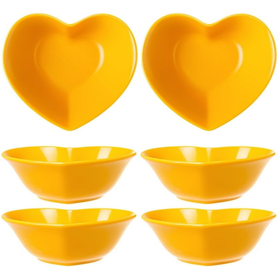 Qeeadeea Heart Shaped Ramekins 8 Oz Oven Safe, Creme Brulee Ramekins, Souffle Cups, Souffle Dishes For Oven-yellow-Set of 6