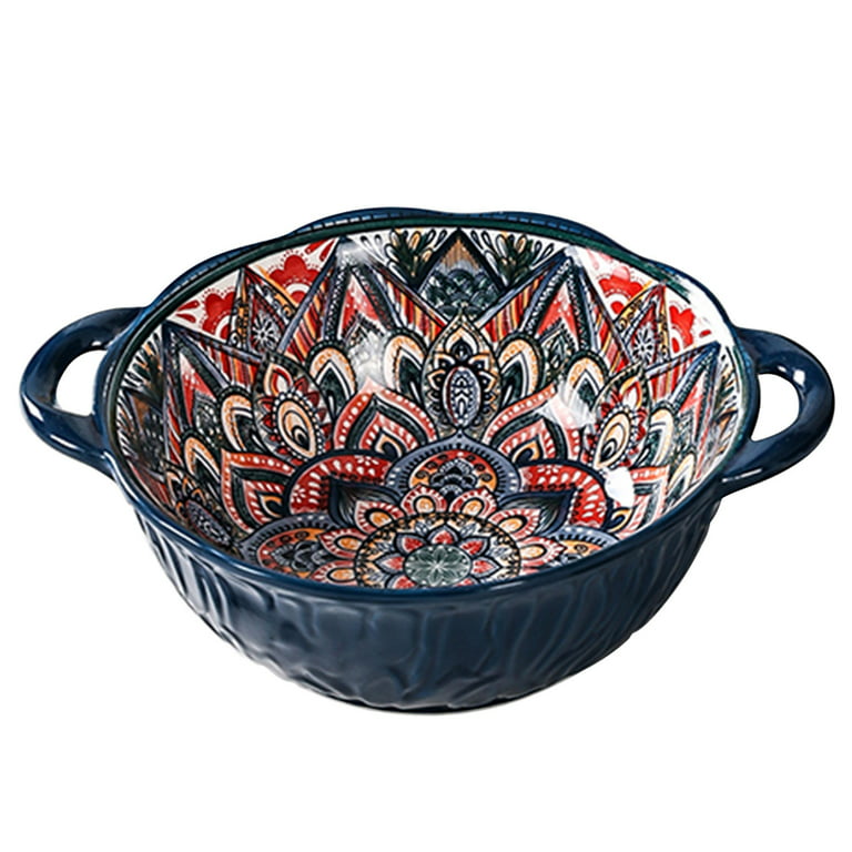 Qeeadeea Large Ceramic Ramen Bowl With Handle, Deep Onion Soup Bowl Oven  Safe, Microwave Safe Serving Bowl.-blue-B-1000ml 35oz