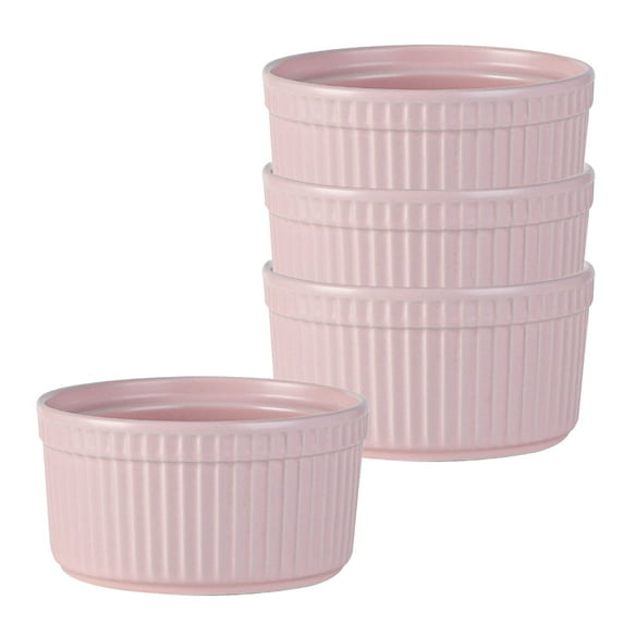 Qeeadeea Ramekins 4 Oz Oven Safe, Creme Brulee Ramekins, Souffle Cups, Souffle Dishes For Oven-pink-Set of 4
