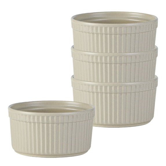 Qeeadeea Ramekins 8 Oz Oven Safe, Creme Brulee Ramekins, Souffle Cups, Souffle Dishes For Oven-Khaki-Set of 4