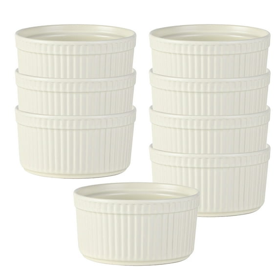 Qeeadeea Ramekins 8 Oz Oven Safe, Creme Brulee Ramekins, Souffle Cups, Souffle Dishes For Oven-White-Set of 8