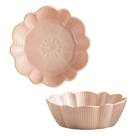 Qeeadeea Round Baking Dish Set Of 2, Colorful Ceramic Pie Pan, Round Ceramic Pie Plate Oven Safe-pink-15x15x4.5cm, 400ml