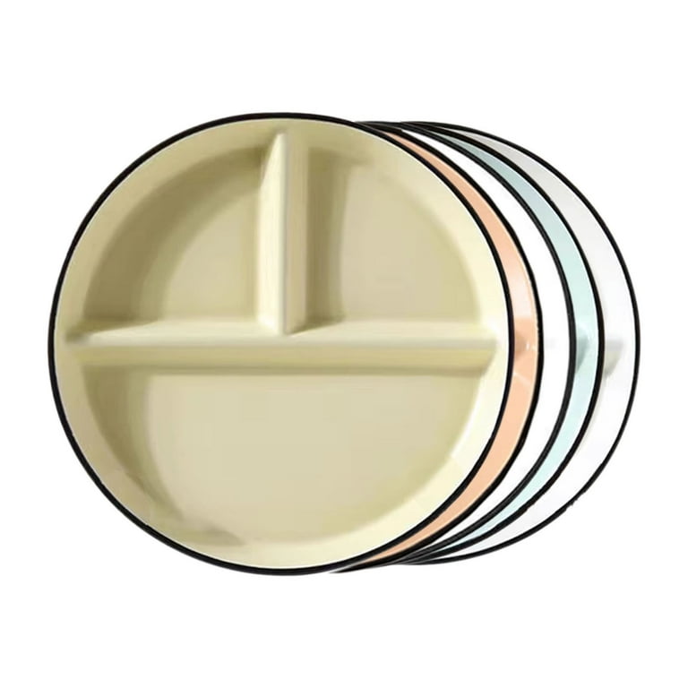 Qeeadeea Solid Color Ceramic Divided Dinner Plates For Adults Divided Plate Bariatric Plates For Portion Control Microwave And Dishwasher