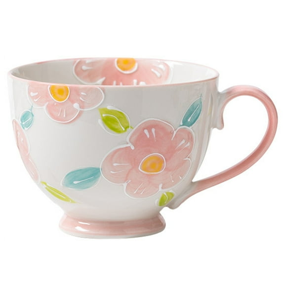 Qeeadeea Soup Cups With Handles, Ceramic Bouillon Cups, Microwave Soup Bowl, Soup Mug, Breakfast Bowl-pink-11.5x11.5x9cm, 450ml