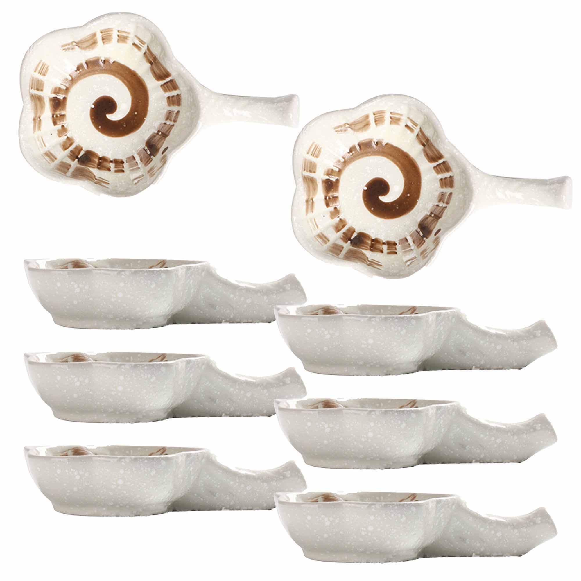 Ceramic Soy Sauce Dish Set – 6 Small Dipping Bowls, Speckled Black & White, Condiment Dishes For Sushi, Snacks