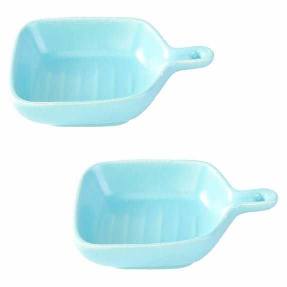 Qeeadeea Soy Sauce Dish Set, Small Bowls For Side Dishes, Small Condiment Bowls, Dipping Bowls, Floral Pattern Dip Bowls For Dessert, Snack-blue-Set of 2