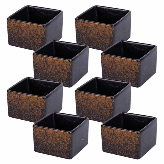 Qeeadeea Soy Sauce Dish Set, Small Bowls For Side Dishes, Small Condiment Bowls, Dipping Bowls, Floral Pattern Dip Bowls For Dessert, Snack-black-Set of 8