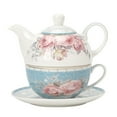 thumbnail image 1 of Qeeadeea Tea For One Teapot And Cup Set, Bone China Tea Set, Tea Pot Gift Sets For Women, Tea Pot And Cups Set-Rose-pot 400ml,cup 250ml, 1 of 7