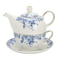 thumbnail image 1 of Qeeadeea Tea For One Teapot And Cup Set, Bone China Tea Set, Tea Pot Gift Sets For Women, Tea Pot And Cups Set-blue and white porcelain-pot 350ml,cup 250ml, 1 of 7