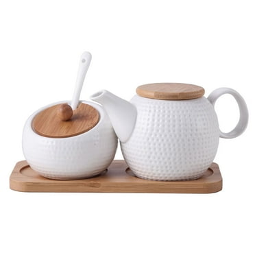 Qeeadeea/White Cream And Sugar Set For Coffee Bar, Creamer And Sugar Sets, Sugar Bowl And Creamer Set, Coffee Serving Set-White-Milk jug and sugar jar