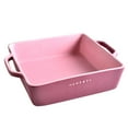 thumbnail image 1 of Qeeadeea square Lasagne Pan With Handle, Large Ceramic Bakeware Pan, Porcelain Baking Dish Oven Proof-Pink-20x15x6cm, 800ml, 1 of 7