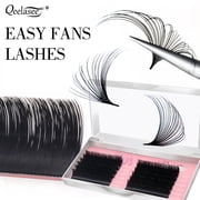 Qeelasee Easy Fan Lashes 0.05mm Automatic Flowering Bloom Eyelash Extension Two Length Soft Volume Lashes D Curl 9mm