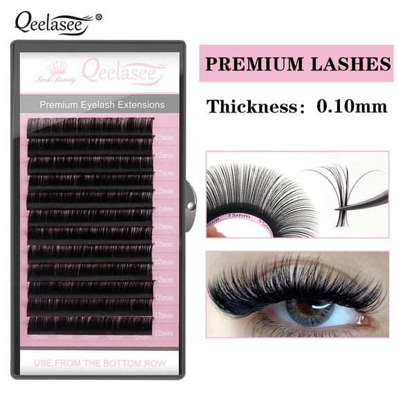 Qeelasee False Eyelash Extensions 0.10mm Classic Individual Lashes supplies DD Curl 8 mm