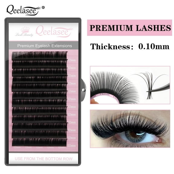 Qeelasee False Eyelash Extensions 0.10mm Classic Individual Lashes supplies DD Curl 9 mm