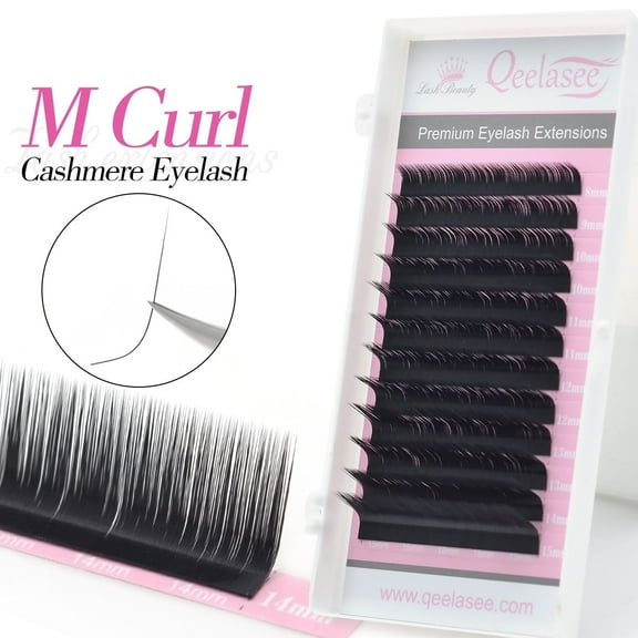 Qeelasee M Curl False Eyelash Extensions 0.03mm Mink M Shaped Volume Fan Individual Lashes 8-15mm Mixed Length