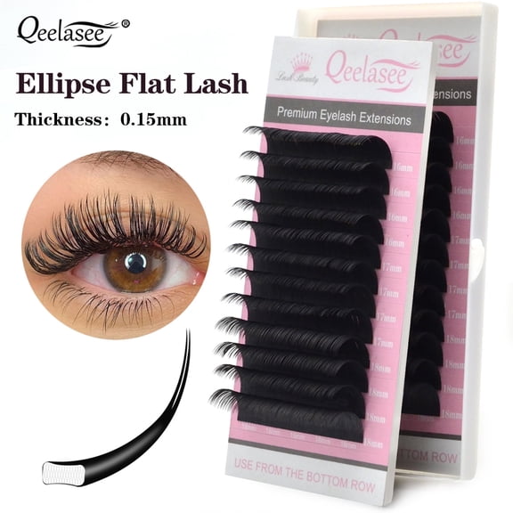 Qeelasee Matte Black Flat Lashes Extension 0.15 mm Mink Split Tips Individual False Eyelashes C Curl 10 mm