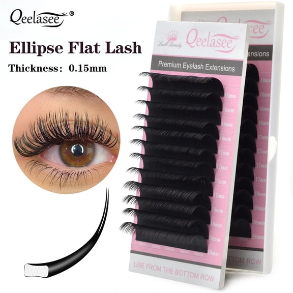 Qeelasee Matte Black Flat Lashes Extension 0.15 mm Mink Split Tips Individual False Eyelashes CC Curl 8mm