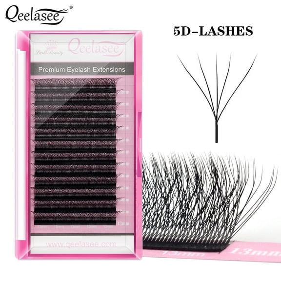 Qeelasee W Shape Eyelashes Mink Black 5D Eyelash Extensions Natural and Soft individual lashes D Curl 11mm