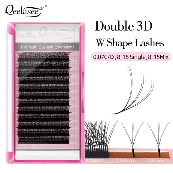 Qeelasee W Shape Eyelashes Mink Black Eyelash Extensions Natural and Soft individual lashes C Curl 11mm