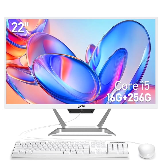 Qehi 22" All-in-One PC AIO Desktop Computer Core I5 Wi-Fi6 Gaming All in One Business (I5-16G-256G)