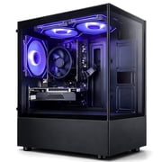 Qehi Gaming PC Desktop AMD Ryzen 5 3500X DDR4 RX560 16G 512GB SSD Black WiFi 6, RGB Lighting