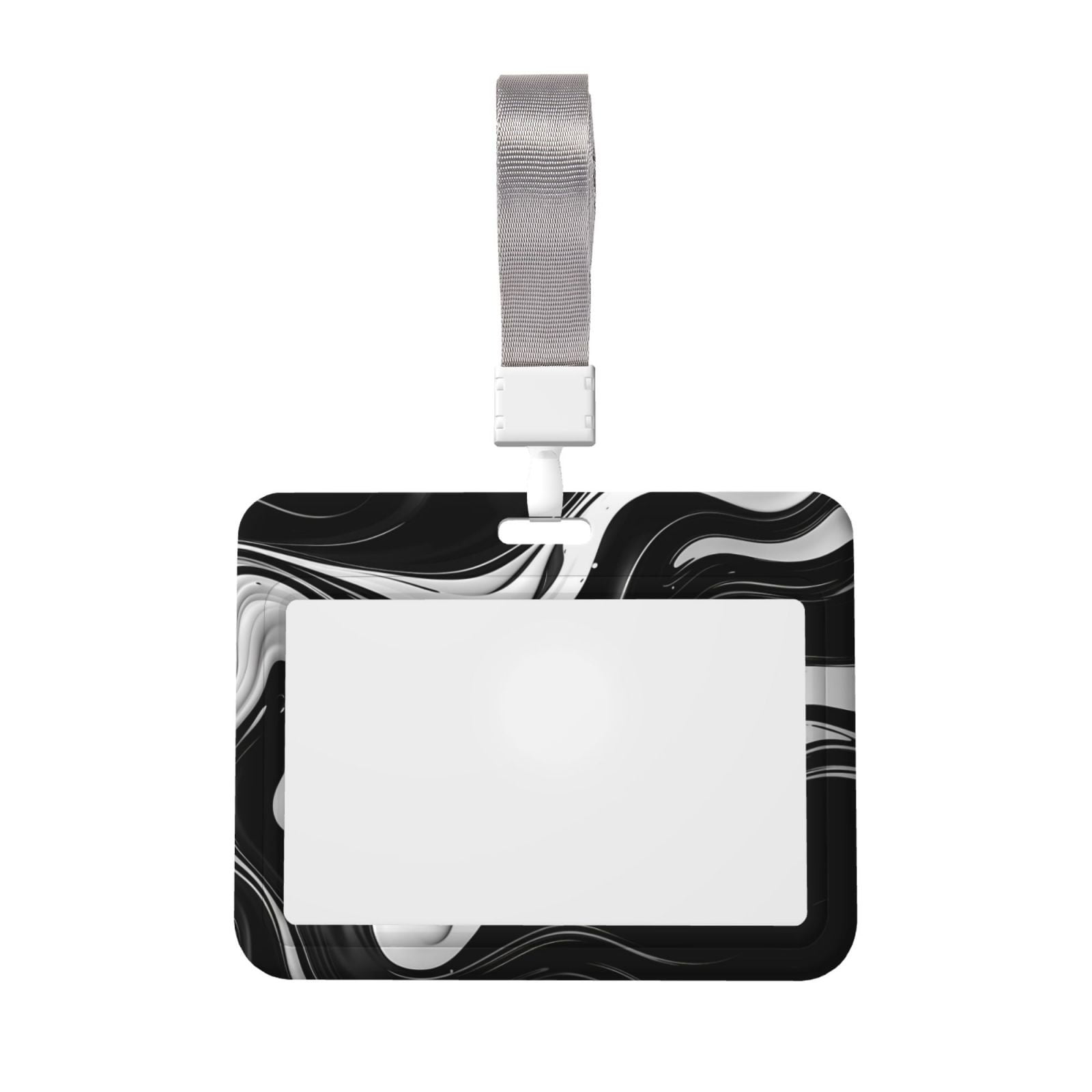 Qekee Abstract Black White Swirls Print Card Badge Holder,Clear Name ...