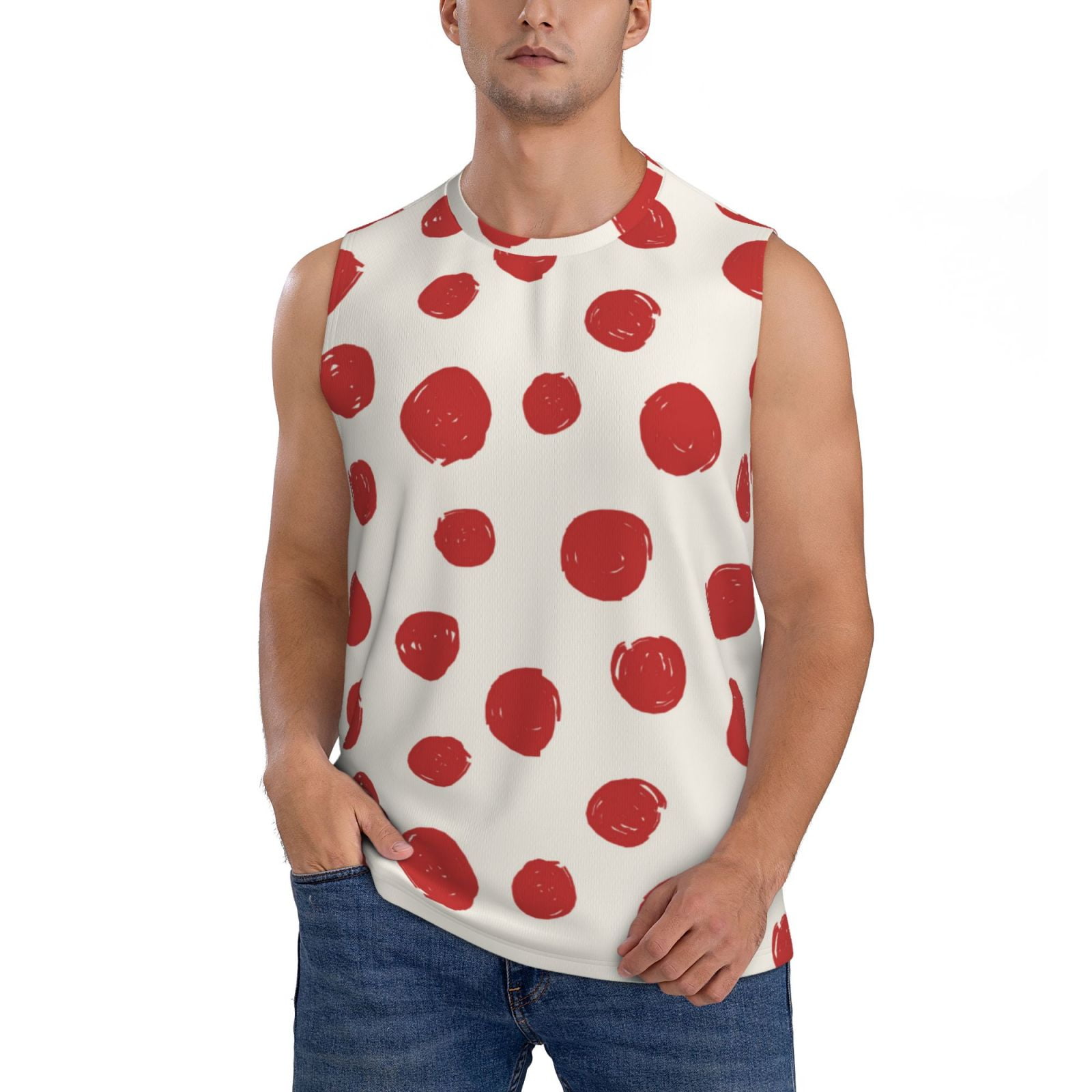 Red and white polka dot tank top new arrivals