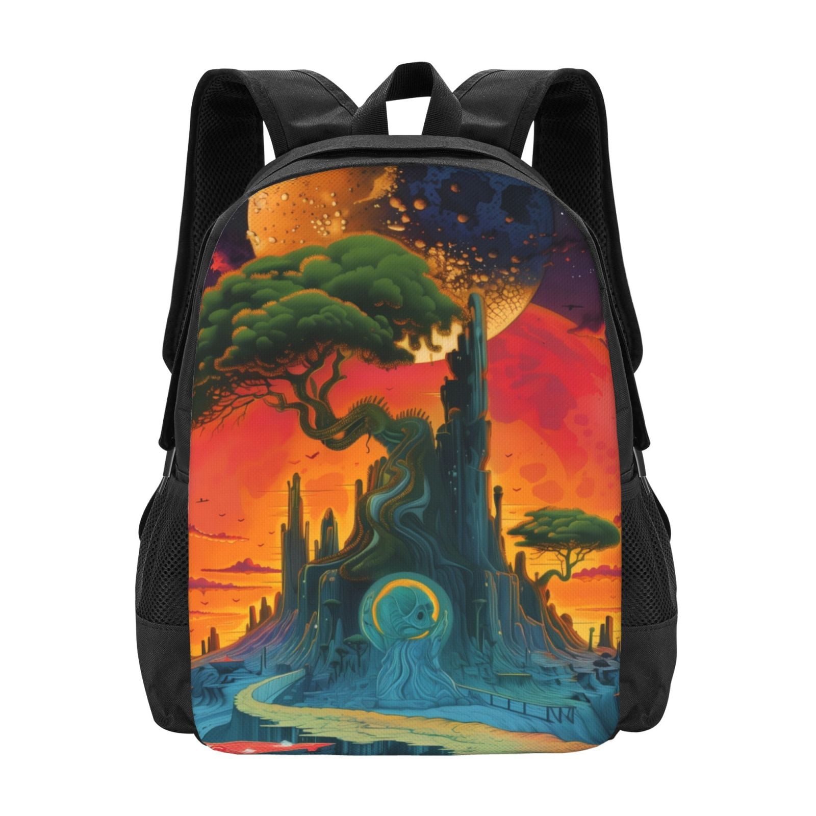 Qekee Abstract Tree Castle for Travel Laptop Backpack for womem and men ...