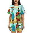 thumbnail image 1 of Qekee African Women Women's Pajama Set Short Sleeve Sleepwear Summer Home Wear with Pockets Soft Short Sleeve Shirt - African Women, 1 of 9
