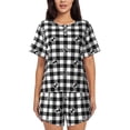 thumbnail image 1 of Qekee Anchor Black Tartan Plaid Women's Pajama Set Short Sleeve Sleepwear Summer Home Wear with Pockets Soft Short Sleeve Shirt - Anchor Black Tartan Plaid, 1 of 9