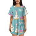 thumbnail image 1 of Qekee Animal Meditation Women's Pajama Set Short Sleeve Sleepwear Summer Home Wear with Pockets Soft Short Sleeve Shirt - Animal Meditation, 1 of 9