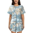 thumbnail image 1 of Qekee Animals Travel World Map Women's Pajama Set Short Sleeve Sleepwear Summer Home Wear with Pockets Soft Short Sleeve Shirt - Animals Travel World Map, 1 of 9