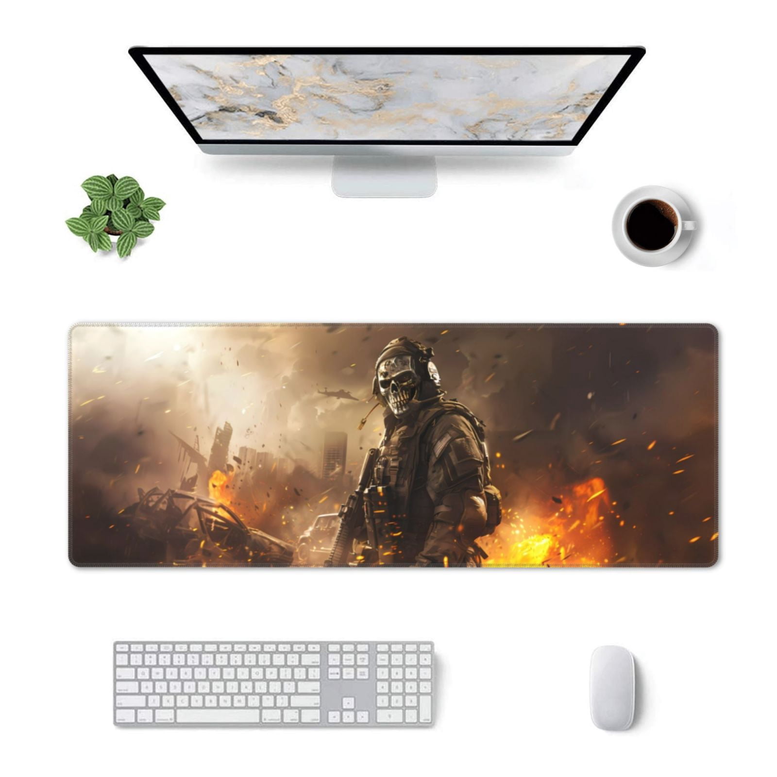 Qekee Apocalyptic Skull Soldier Print Mouse Pad,Desk Pad Protector ...