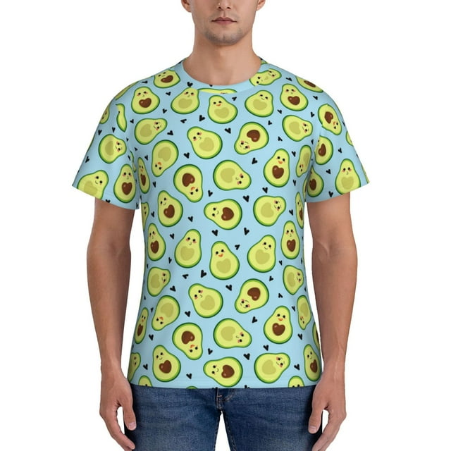 Qekee Avocado and Hearts Classic Fit T-Shirt Men's Shirt Men's Tight ...