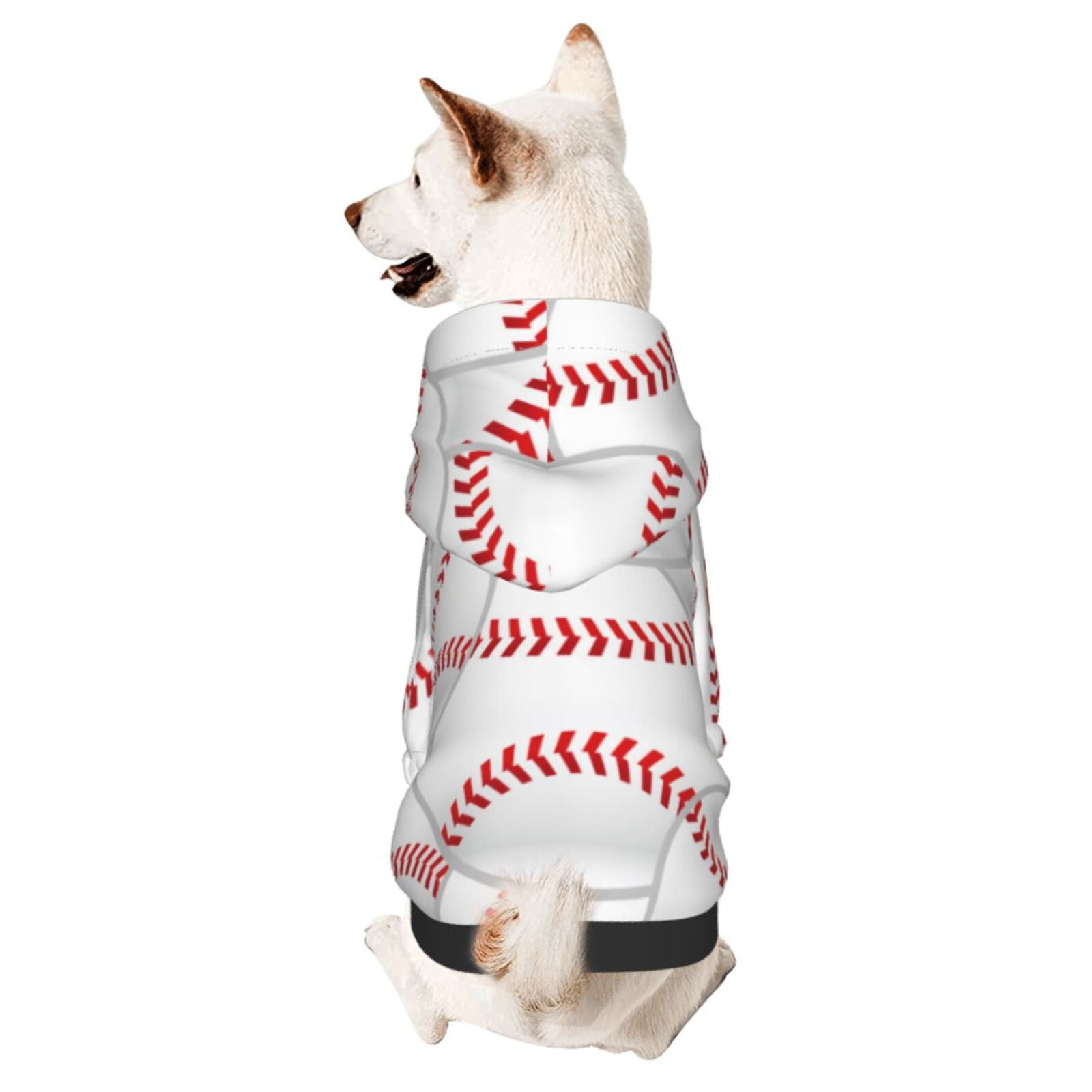 Qekee Baseballs Print Pet Dog Hoodies Dog Clothes for Small Dogs Vest