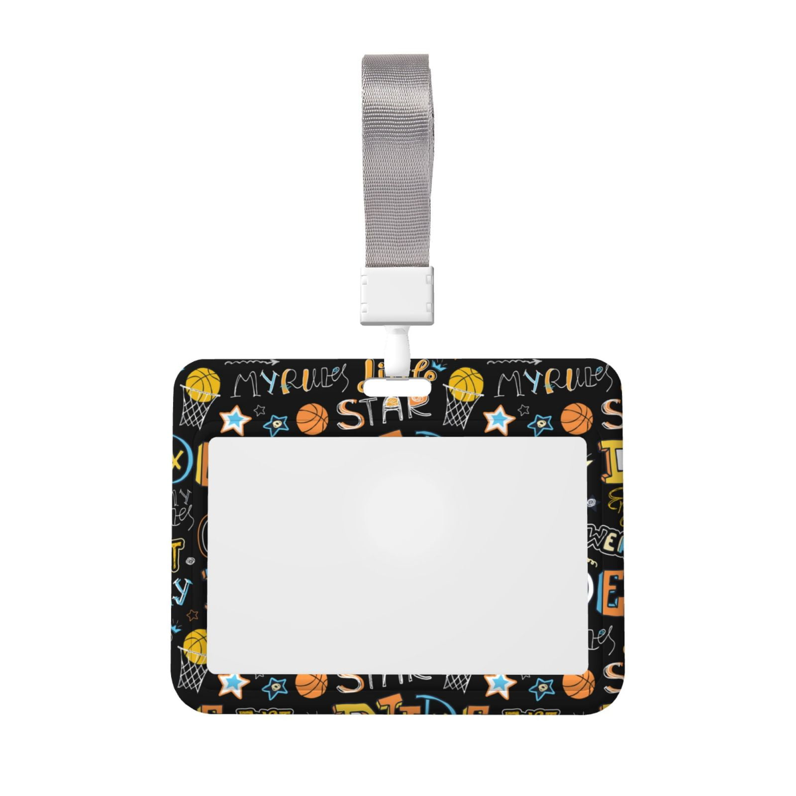 Qekee Basketball Print Card Badge Holder,Clear Name Tag ID Card ...