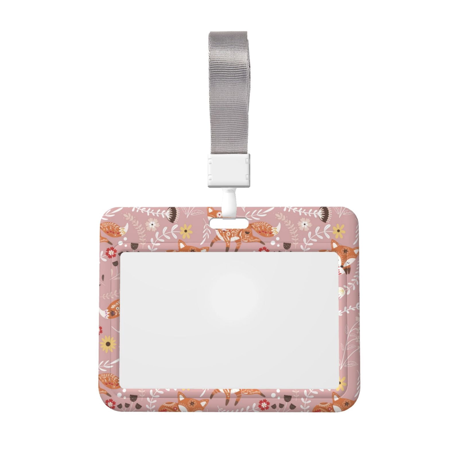 Qekee Beautiful Fox Print Card Badge Holder,Clear Name Tag ID Card ...
