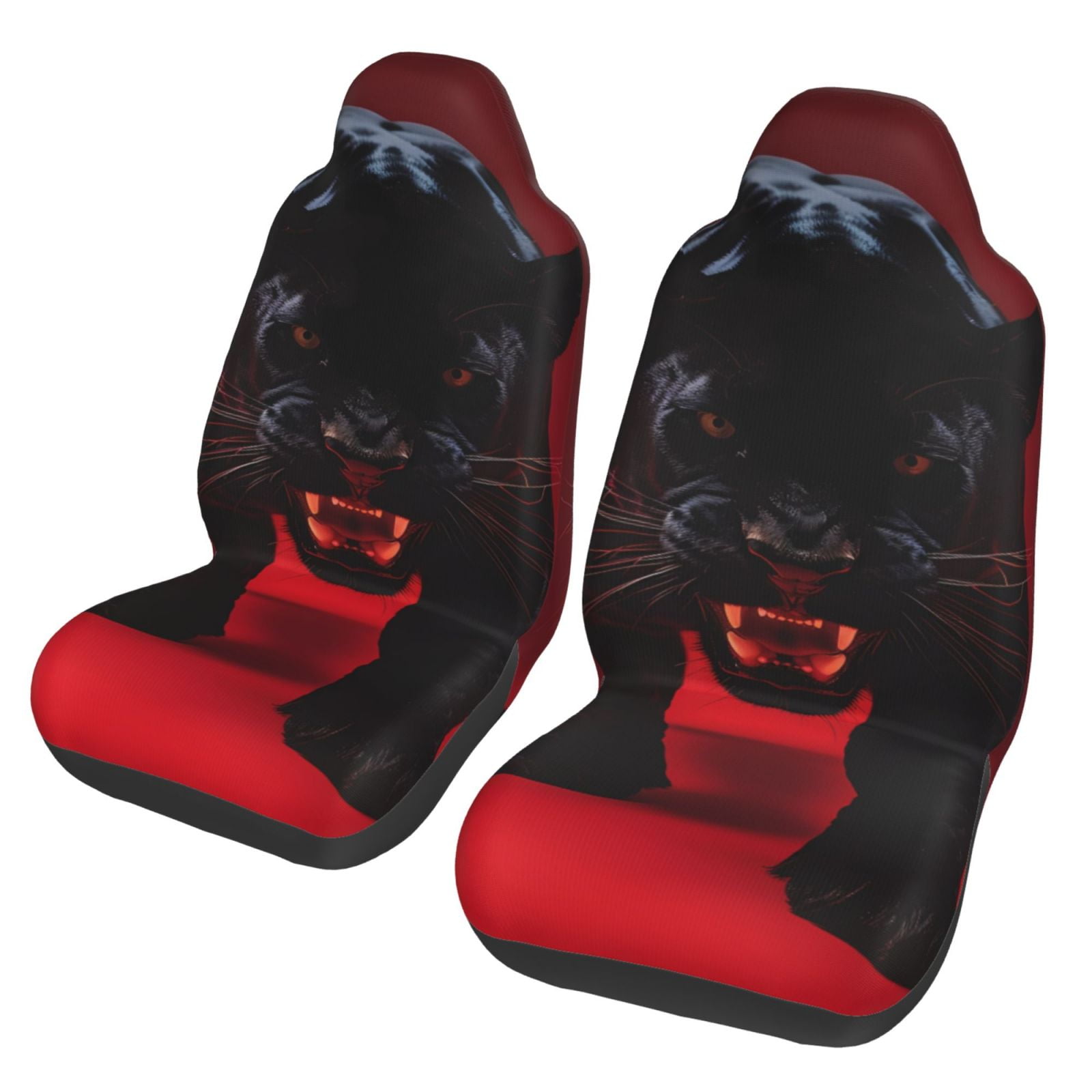 Qekee Black Panther Red Background for Car Seat Cover for Cars Soft Breathable Front Covers Fits Most Automotive Vans SUVs Trucks 2pcs Walmart