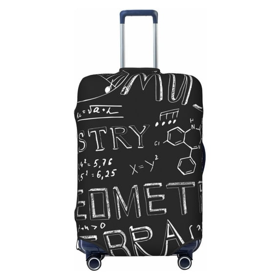 Qekee Black Scientific Elastic Luggage Cover, Double-sided Print, Invisible Zipper, for Travel, Business, Daily - X-Large