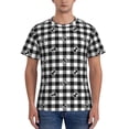 thumbnail image 1 of Qekee Black Tartan Plaid Classic Fit T-Shirt Men's Shirt Men's Tight Short Sleeves for Exercise, Running, Mountaineering - Black Tartan Plaid, 1 of 9