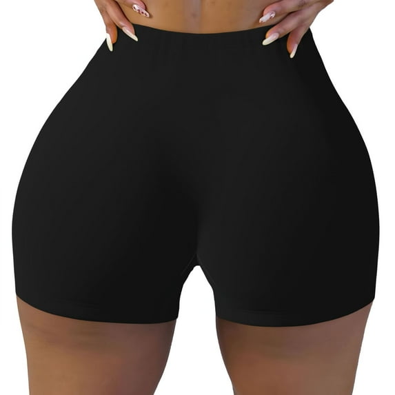 Qekee Black Women Workout Shorts, Sports shorts, Scrunch Butt Lifting Gym Shorts, Breathable Soft - X-Large