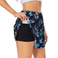 thumbnail image 1 of Qekee Blue Butterfly for 2 in 1 Flowy Running Shorts for Women High Waisted Gym Tennis Shorts Double Layer Shorts with Pocket, 1 of 9